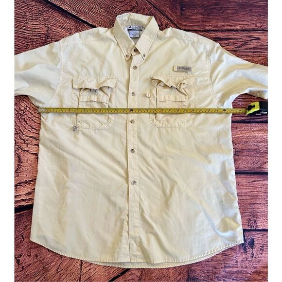 Columbia PFG‎ Shirt Mens XXL Yellow Omni Shade Vented Fishing Short Sleeve - Picture 2 of 8